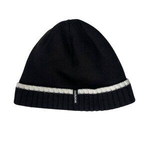 Adidas Knit Beanie Hat Black White Stripe One Size Unisex Warm Winter Accessory